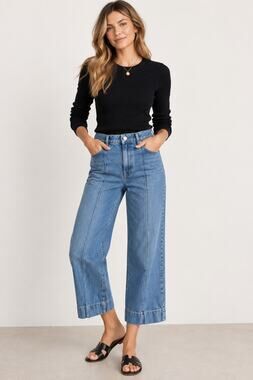 Zara Crop Wide Leg Front Seam Z1975 Jeans – Size 4